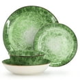 thumbnail image 2 of Elama Oceanus 16 Piece Porcelain Double Bowl Dinnerware Set in Green, Tableware Setting Service for 4, 2 of 8