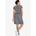 thumbnail image 2 of ellos Women's Plus Size Knit Drawstring Dress - 38/40, Black White Stripe, 2 of 6