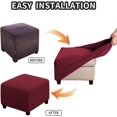 thumbnail image 4 of Ottoman Cover Slipcovers Square Fit Length 13"-44" Footrest, Stool Covers, Ottoman Protector Cover, Footstool Covers with Stretch Thick Checked with Elastic Bottom, Removable Washable(Burgundy,L(57-66, 4 of 7