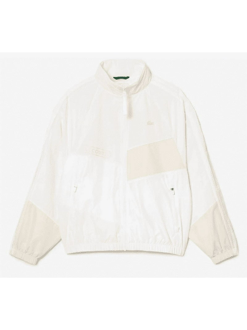 Lacoste WHITE Men's Oversized Water-Resistant Patchwork Jacket, US