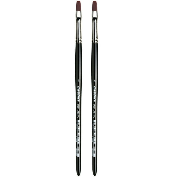 da Vinci TOP-ACRYL Bright Red-Brown Brush, Synthetic, Acrylic & Oil, Flat, Series 7185K, Size 4, Pack of 2