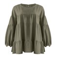 thumbnail image 4 of Pompotops Blouse à Manches Longues Col Rond Lanterne pour Femmes, 4 of 8