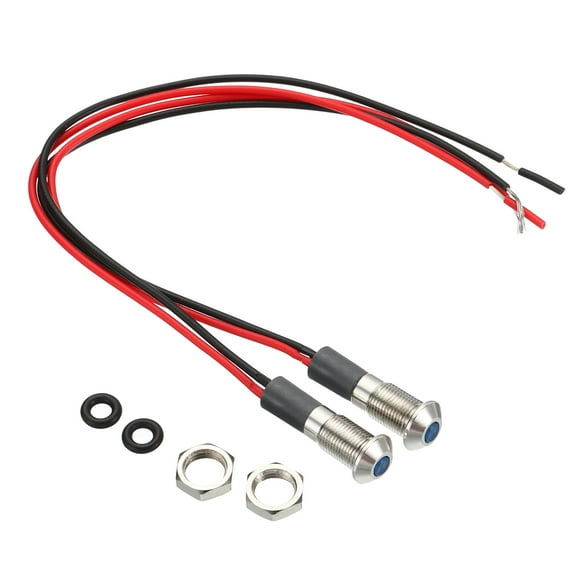 Unique Bargains Ac / Dc 12v / 24v 6mm Encastré Panneau Lumineux Bleu avec Câble de 150mm, Pack de 2