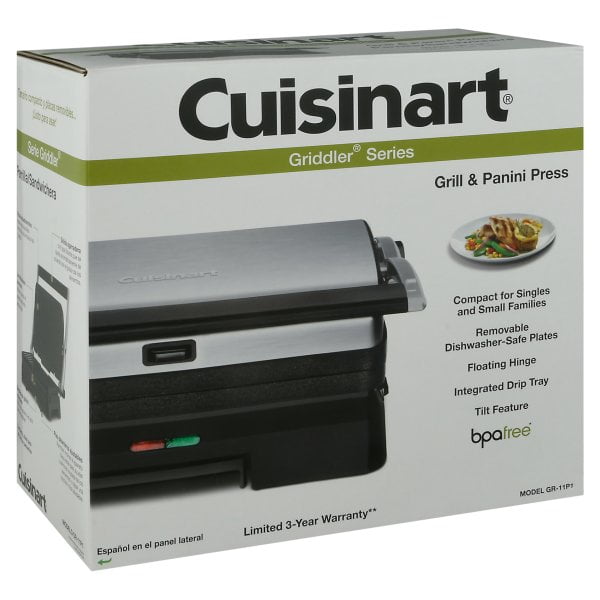 Cuisinart GR11 Griddler 3in1 Grill and Panini Press, Silver