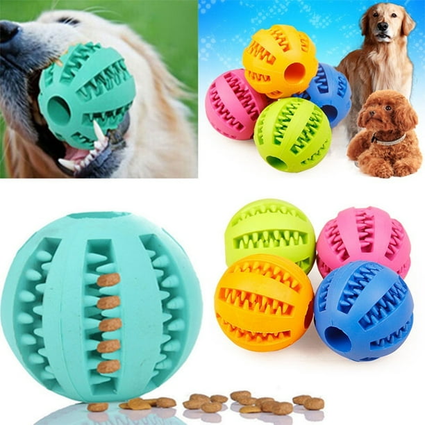 Rubber Ball Chew Treat Nontoxic Pet Dog Puppy Cat Toy Training Dental Teething