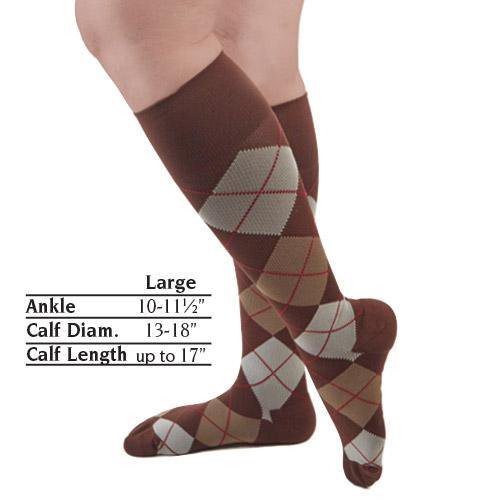Rejuvahealth Large Argyle Pattern Reinforced Toe & Heel Compression