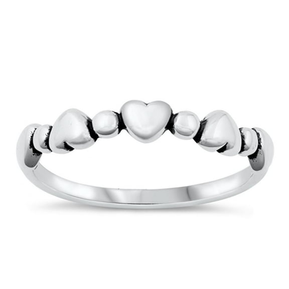 Hearts & Dots Vintage Love Ring .925 Sterling Silver Band Jewelry Female Male Unisex Size 8