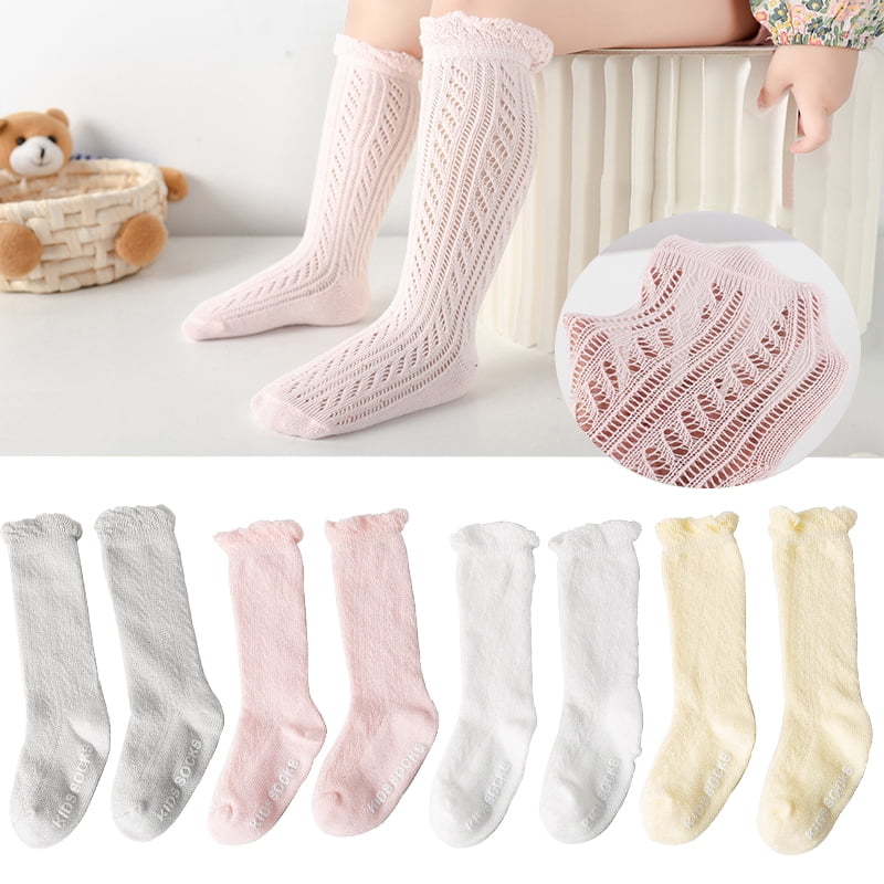 Baby Girl Knee High Socks Non Slip Toddlers Socks Tube Ruffled Uniform