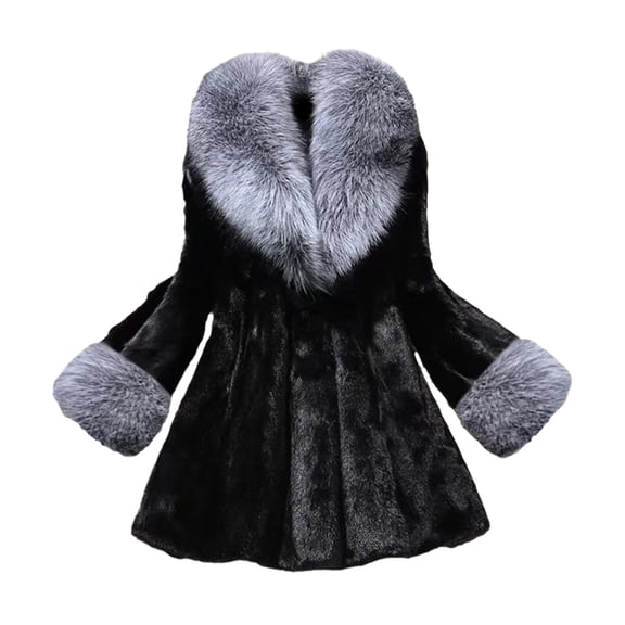 Quixlent Women's Open Front Coat with Faux Fur Collar And Cuff Casual Long Sleeve Furry Jacket Fall Winter Fuzzy Warm Outerwear