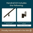 thumbnail image 3 of Modern Aluminum Handrail Grab Bar Kit, Adjustable Steel Brackets Included, Returns to Wall, 5 Foot Handrail, Bronze, 3 of 6