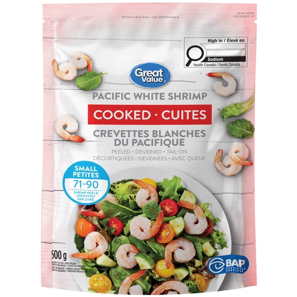 Great Value Cooked 71/90 Pacific White Shrimp, 500 g (1.1 lb)