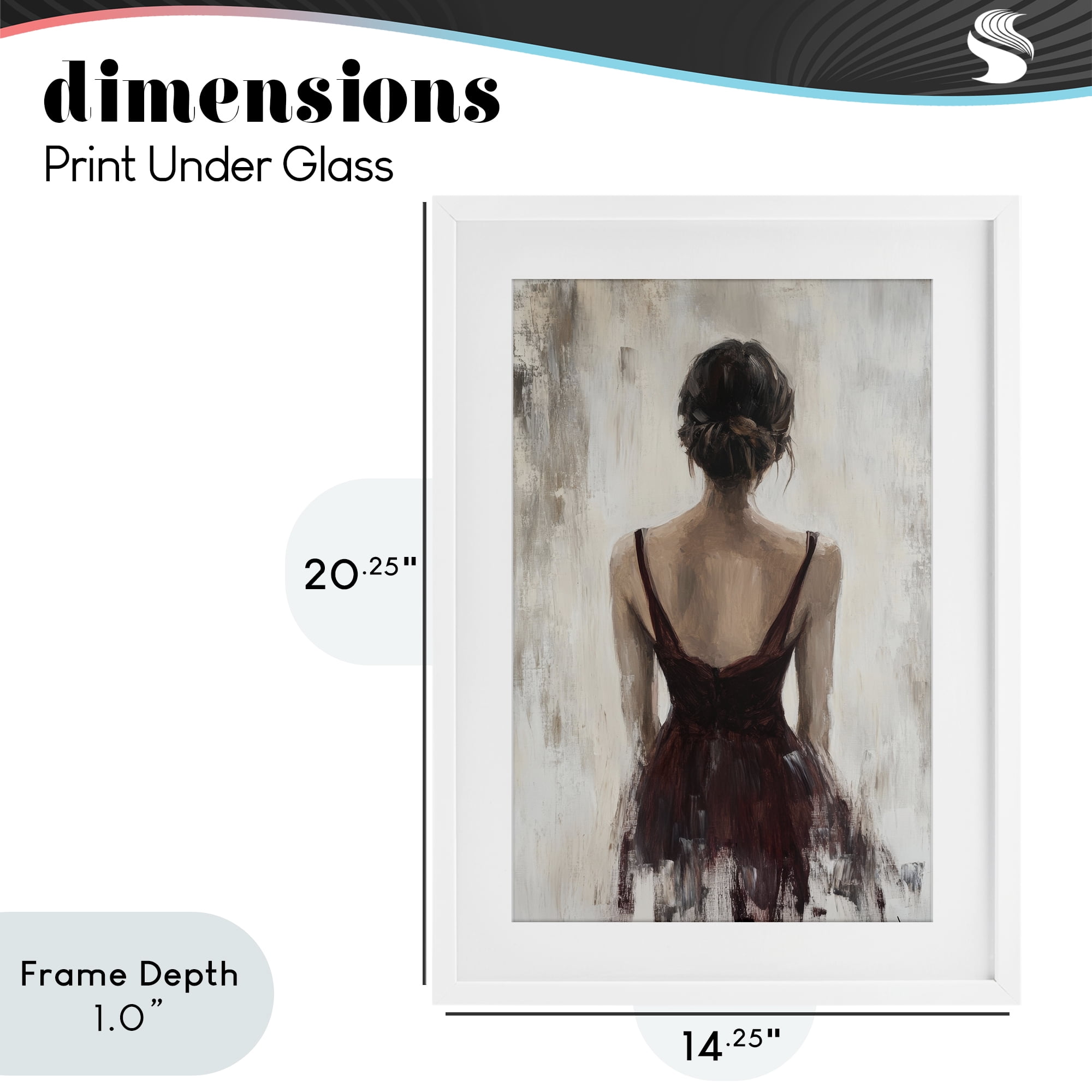 Stupell Industries Portrait of Woman in Burgundy White Framed Print Under Glass, design by Petal Prints Design