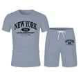 thumbnail image 4 of New York Graphic Short Sets for Men Short Sleeve Crewneck T Shirt and Shorts 2 Piece Matching Set Mens Summer Outfits, 4 of 7