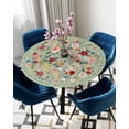 thumbnail image 4 of Spring Flower Round Fitted Tablecloth Colorful Wildflowers Leaf Black Watercolor Elastic Table Cloth Waterproof Oil Proof Seasonal Floral Table Cover Fits 44"-48" Round Tables for Party Dinner Decor, 4 of 6