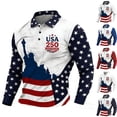 thumbnail image 2 of Men's Long Sleeve Polo Shirts, 250th Anniversary Flat Shirt United States Patriotic Casual Top, 2 of 3
