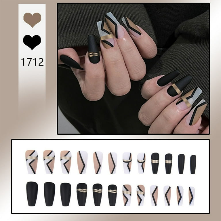 Autumn Winter Long French Artificial Nails Stylish Design Press on