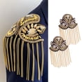 thumbnail image 3 of Epaulet Fringe Tassel Rhinests 2Pcs Fashion Simple Shoulder Epaulette for Halloween Punk Coat Performance Women Men , Gold, 3 of 7