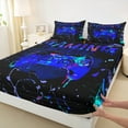 thumbnail image 3 of Erosebridal Twin Gamer Bedding Sets Gaming Fitted Sheet Teens Video Gamer Room Decor,Gamepad Controller Gamer Bed Sheets Black Royal Blue Tie Dye Bed Set, 3 of 5