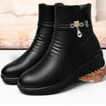 thumbnail image 3 of Bnwani Women Boots Footwear Winter Toe Zipper Chunky Ankle Fleece 0 Boot Black Size 6, 3 of 9