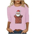 thumbnail image 2 of Cadancy Christmas Tops for Women 2025 Party Santa Crewneck 3/4 Sleeve Blouse Plus Size Vintage Casual Holiday Blouses Xmas Dressy Winter Funny Shirts, 2 of 5
