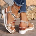 thumbnail image 4 of Espadrilles for Women Open Toe Wedge Sandals Boho Braided Band Beaded T-Strap 2026 Beach Vacation Shoes Gold Size 6, 4 of 8
