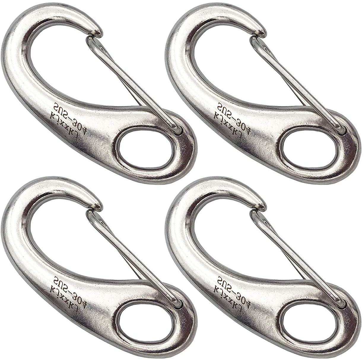 Hiking and More Magiin 4PCS Spring Snap Hook Clip Multifunctional Quick Link Carabiner Stainless Steel Flag Pole Hardware to Attach for Camping,Climbing