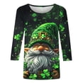 thumbnail image 4 of T-Shirt à Col Rond Imprimé de la Saint-Patrick pour Femmes, Manches Trois Quarts 3/4, Coupe Ample, 4 of 5