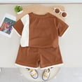 thumbnail image 4 of HCNTES Kid Boys Summer Outfits 2-Piece Athletic Set Tee & Elastic Waist Shorts 6T 7T 8T 9T 10T 11T 12T 13T Young Boys World Cup Clothing Set 9T 10T 11T 12T(H03-Coffee,12-18 Months), 4 of 9