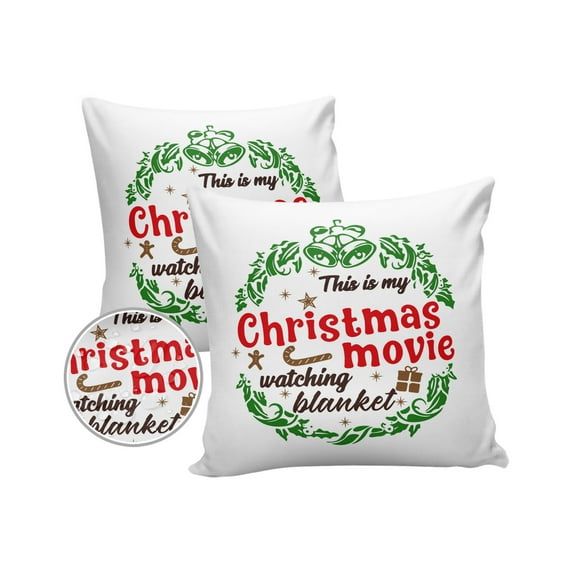 Pack of 2 Outdoor Pillow Covers, This is My Christmas Movie Waterproof Square Throw Pillowcase Cushion Decorative Pillow Covers for Couch Patio Tent, 20x20 in