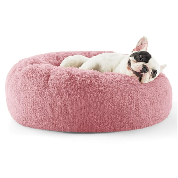 Cama para perros, relajante, rosquilla, lavable para perros pequeños, color malva