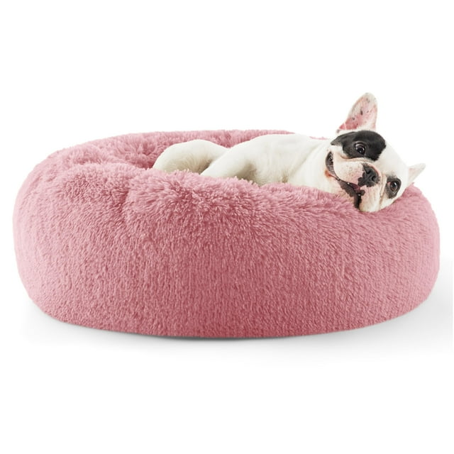 Cama para perros, relajante, rosquilla, lavable para perros pequeños, color malva