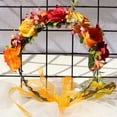 thumbnail image 5 of FUYPSE 2026 New Arrivals Boho Flower Crown – Red, Yellow & Orange Floral Headband with Adjustable Ribbon for Weddings, Festivals, and Fall Celebrations, 5 of 8
