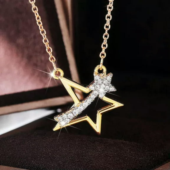 Pretty Star 18k Yellow Gold Plated Necklace Pendant Cubic Zircon Women Gift