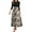 Light Gray, variant on WTOBBY Women's Casual Belted Round Neck Floral Stitching 3/4 Sleeve Midi Dress, Elegant Tunic Style Dress with Feminine Details for Beach Outings,Black L