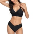thumbnail image 4 of SWSMCLT Women's V Neck Wrap Bikini Set Criss Cross Swimsuit Sexy V-Wire Strappy Swimwear Spaghetti Strap Bathing Suit 2 Piece Push Up High Cut Slimming Black Large, 4 of 5