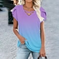 thumbnail image 2 of Kaemgyyd Womens Summer Tops Gradient Short Sleeve T Shirts Cute Cutout Trendy Dressy Casual V Neck Loose Fit Blouse, 2 of 6
