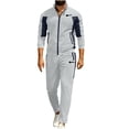 thumbnail image 7 of Ceisia Men's Slim Fit Color Block Tracksuit Set Long Sleeve Zip-Up Stand Collar Jacket with Elastic Waist Pants Gifts, 7 of 7