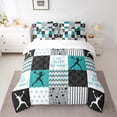thumbnail image 2 of Castle Fairy Gamer Volleyball Girl 7-Piece Twin Bedding Sets,Lattice Stripes Bedding Comforter Set,Sport Theme Breathable Sheet Sets,Geometric Room Decor, 2 of 8