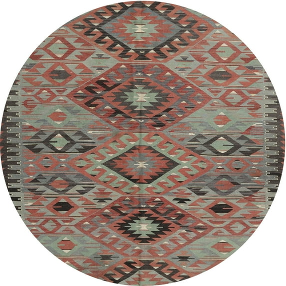 Ahgly Company Indoor Round Traditional Chestnut Brown Persian Area Rugs, 3' Round