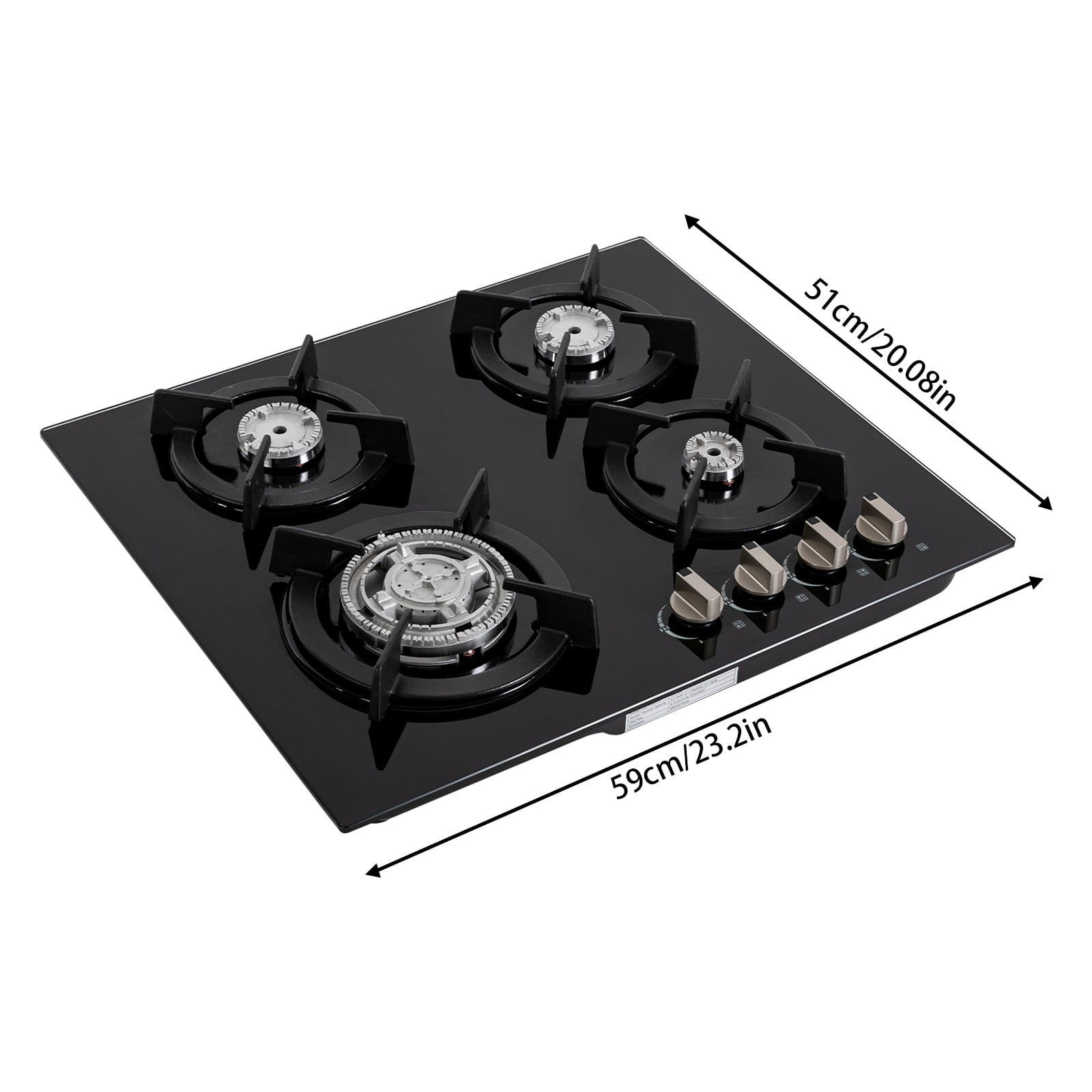 Gas Cooktop Stove Top 4 Burners NG/LPG Built-in Kitchen Gas Stove Tempered Glass