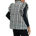 thumbnail image 5 of Womens Plaid Puffer Vests Ruffle Sleeveless Lightweight Quilted Vest Fall Winter Padded Gilets Coats, 5 of 7