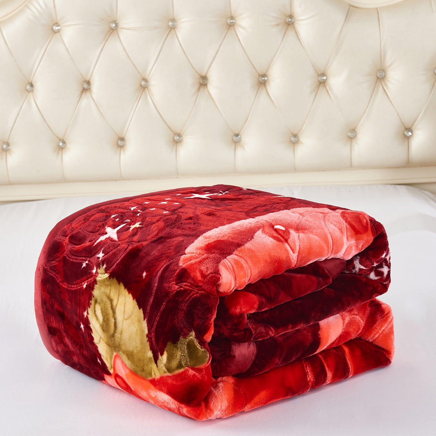 NC Contemporary Red Printed Polyester Reversible Bed Blanket King