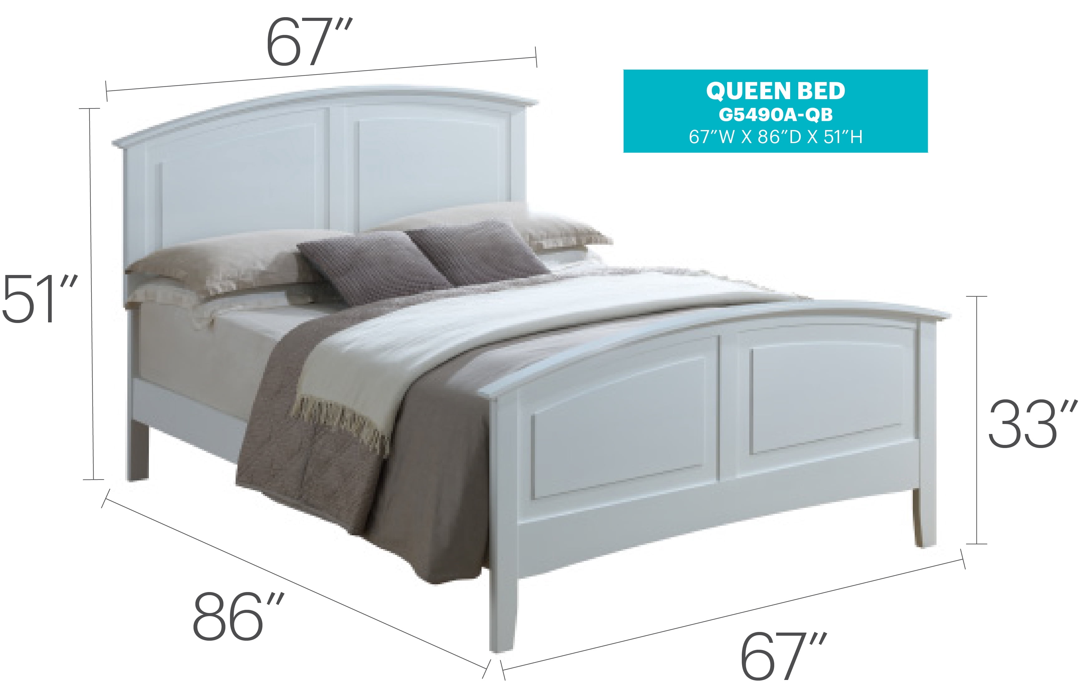Glory Furniture Hammond Queen Bed in White Color