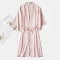thumbnail image 5 of felwors Women's Short Kimono Robe Satin Bridal Party Bathrobe for Bridesmaid Satin Sleepwear Getting Ready Pink, XL, 5 of 5
