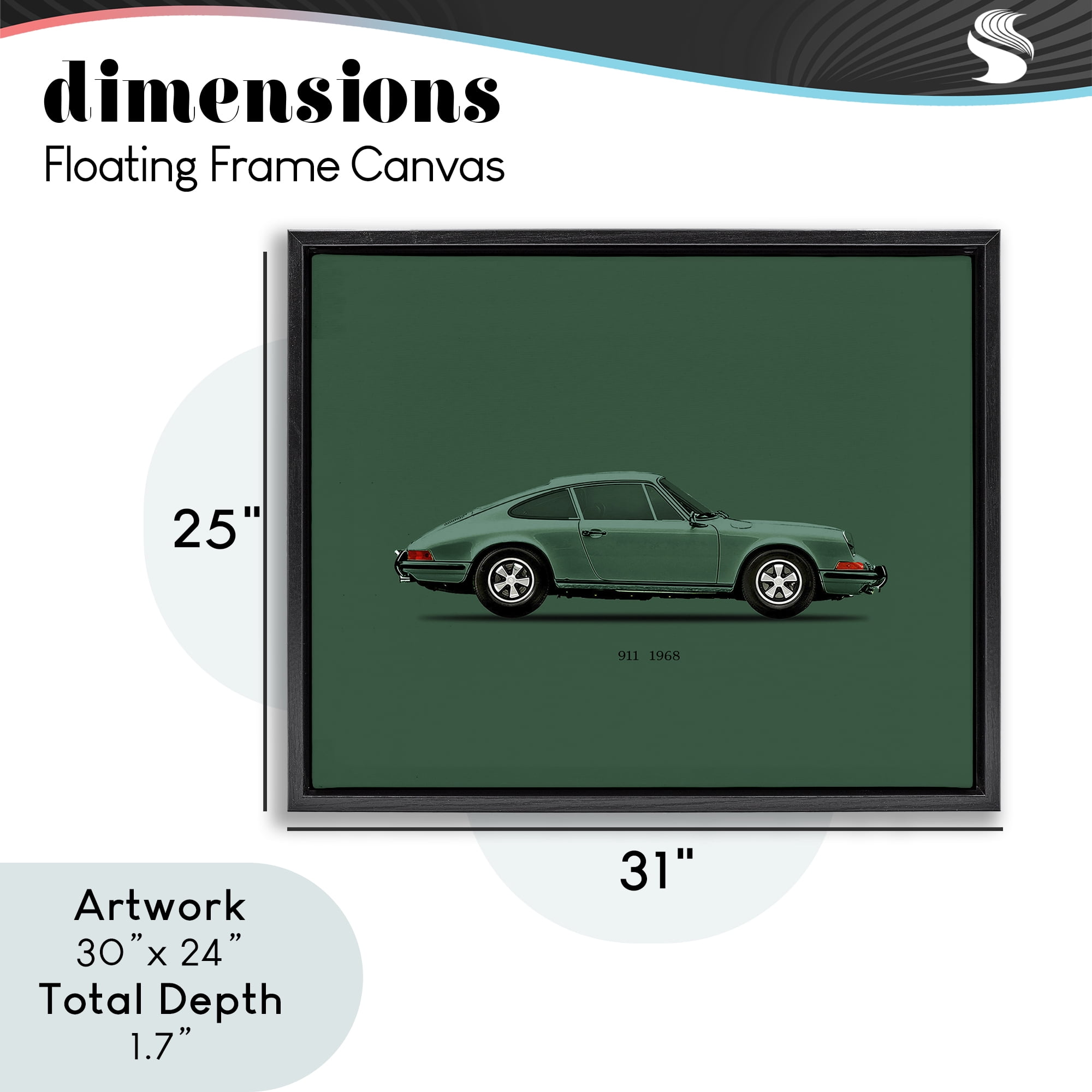 Stupell Industries Green Toned Classic Car Black Framed Floater Canvas Wall Art, design by Mark Rogan
