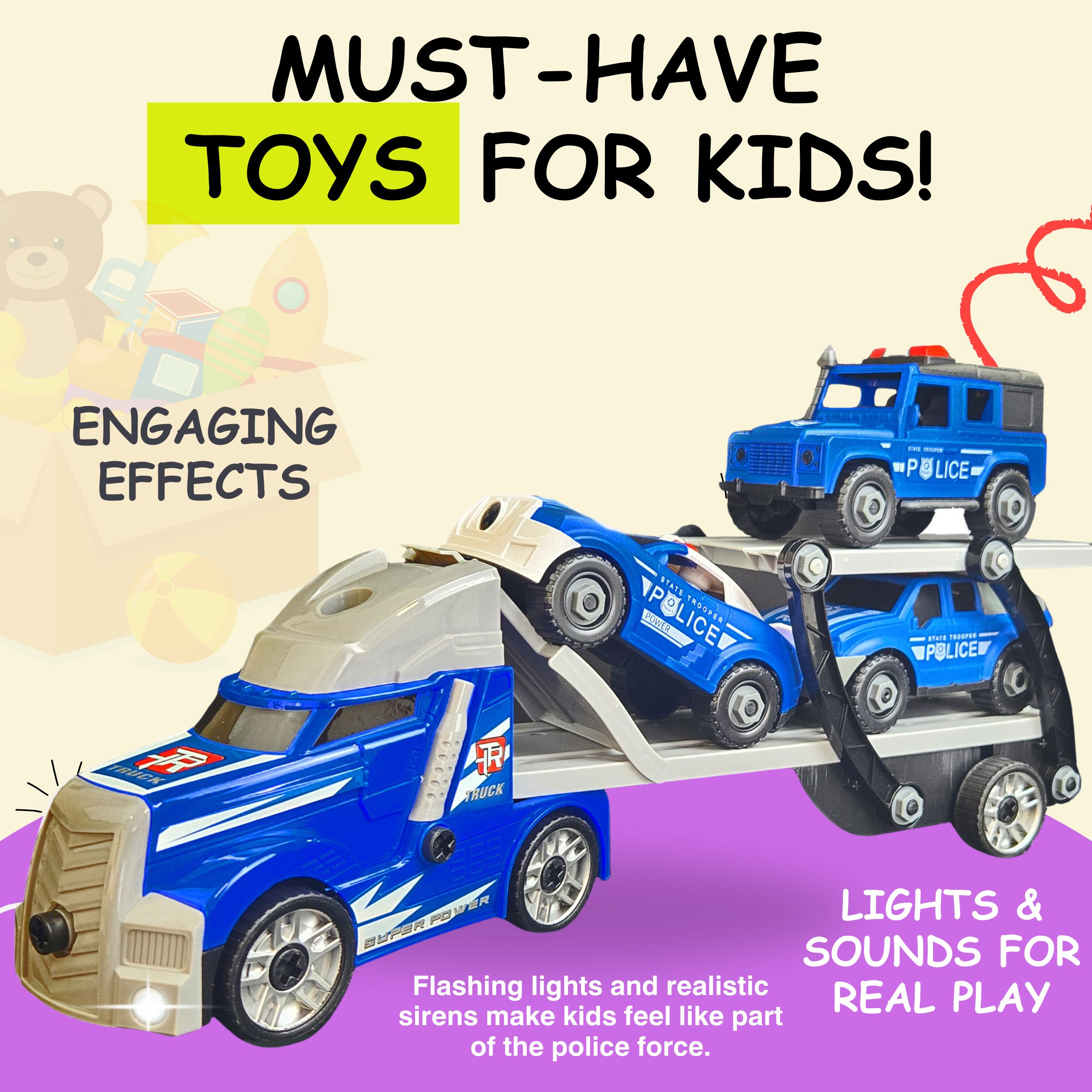 3 in 1 Police Station + Fire Station Toy Kid PlaySet with Fire Truck++Police Car and 2 Helicopters and 15 sports cars