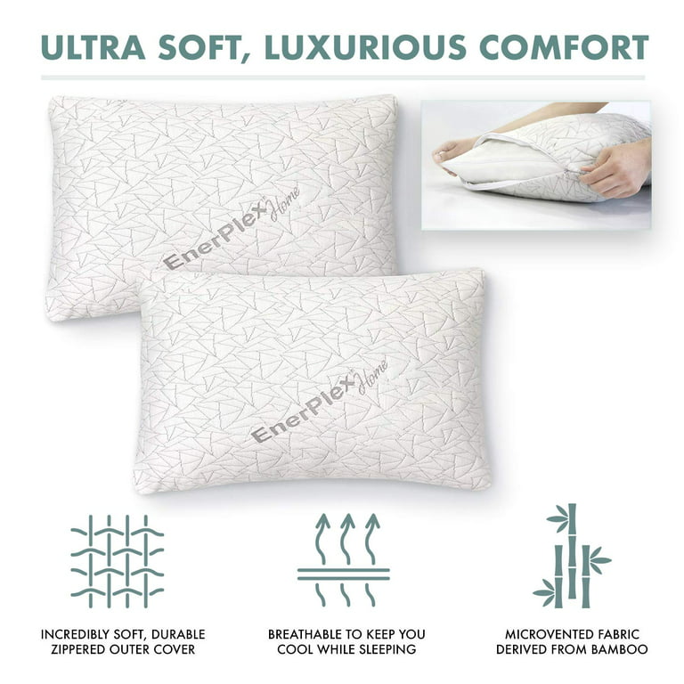 Cooling Bamboo Pillows 2 Pack, Luxury Shredded Memory Foam Pillows