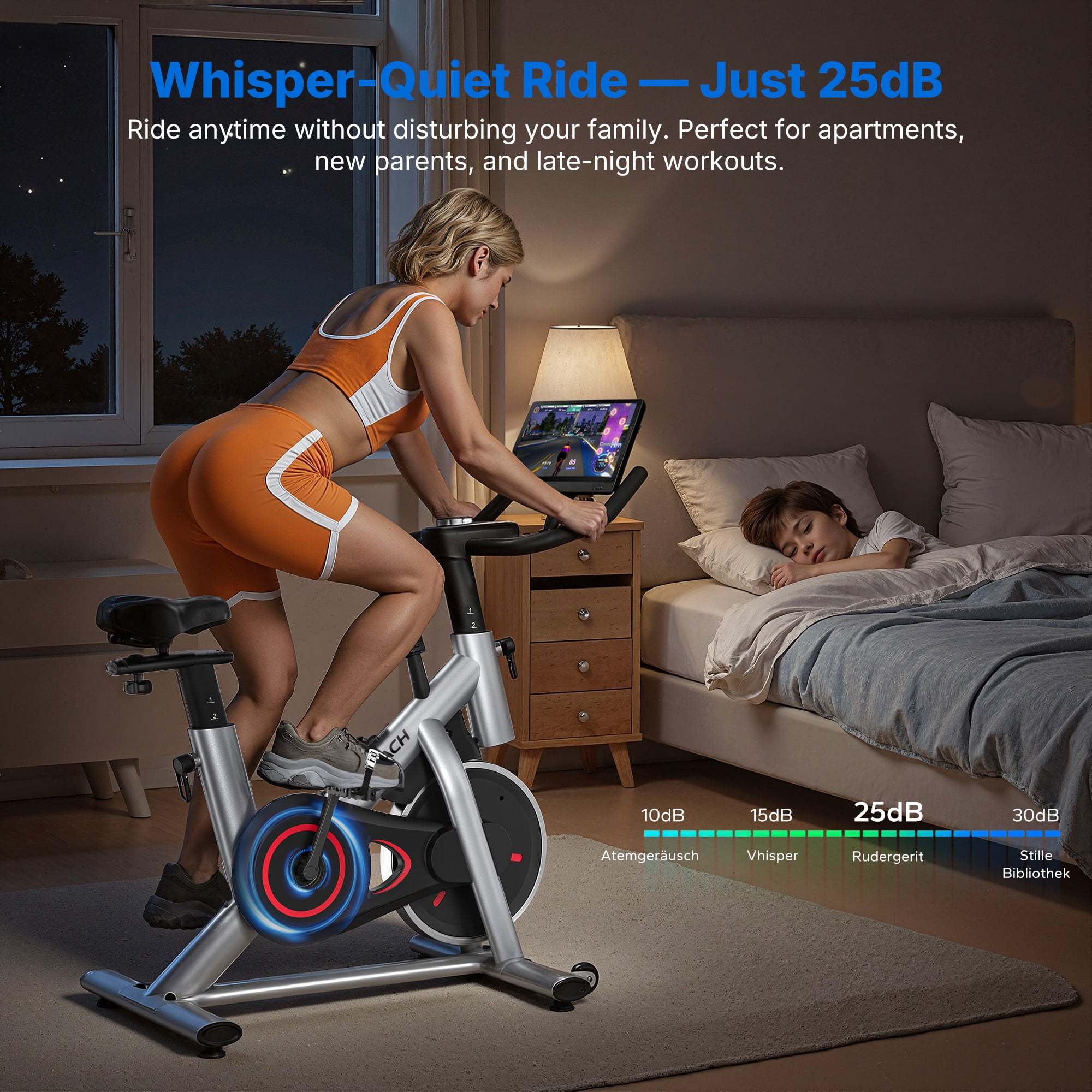 MERACH Exercise Bike Stationary 100 Resistance Levels Indoor Cycling for Home Office Cardio Workout Machine, Free Bluetooth App Height-Adjustable Padded Seat