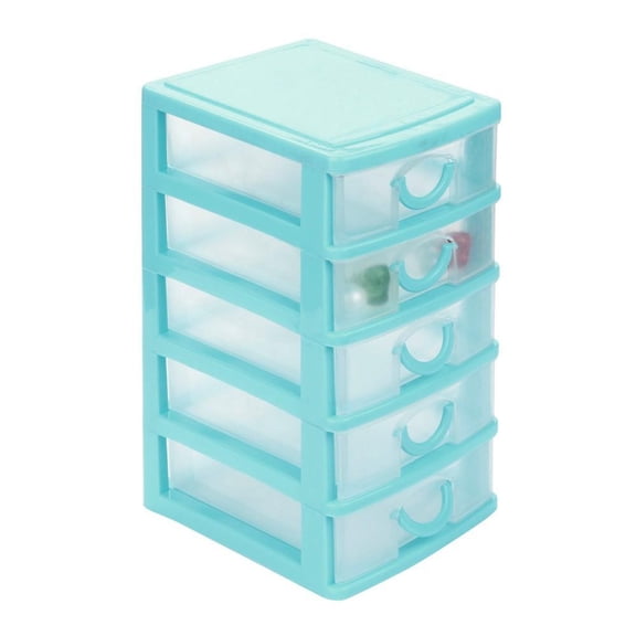 4 Drawer Storage Organizer, Clear Plastic Storage Containers, Sky Blue Frame, Stackable Design, Pull Out Drawers, Desktop Hobby Storage, Xl Dimension, 1 Pc