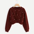 thumbnail image 1 of Mujer Color Sólido Con Cuentas Short Kinky Jumper Sweatershirt Invierno Tallas Grandes Tops Likrtyny Mujer, 1 of 4